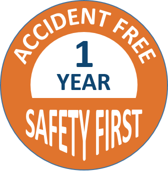 1 YEAR ACCIDENT FREE VLS 1 year accident free safety first